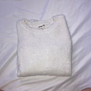 White fuzzy Garage sweater